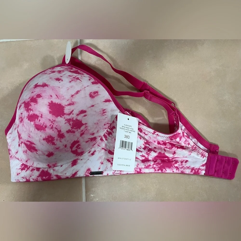 Halston Pink Tie-Dye Wirefree Bra 38D NWT